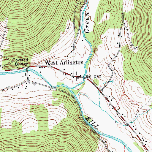 Topographic Map of West Arlington, VT