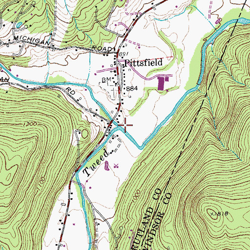 Topographic Map of West Branch Tweed River, VT
