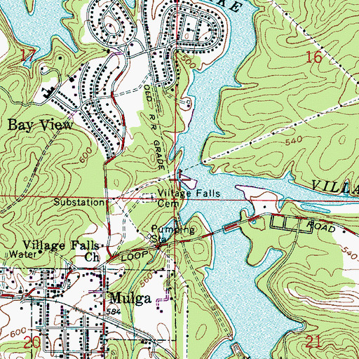 Topographic Map of Bayview Mine, AL
