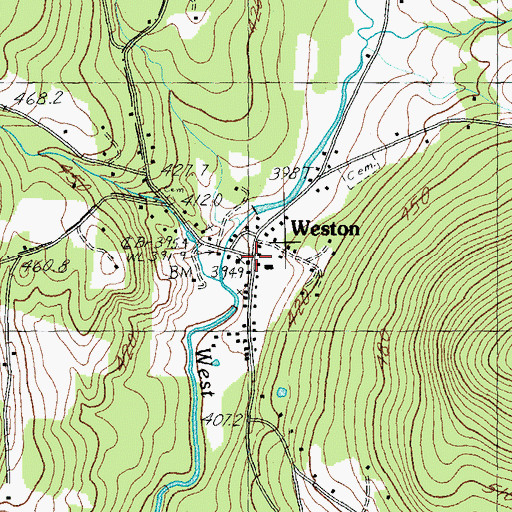Topographic Map of Weston, VT