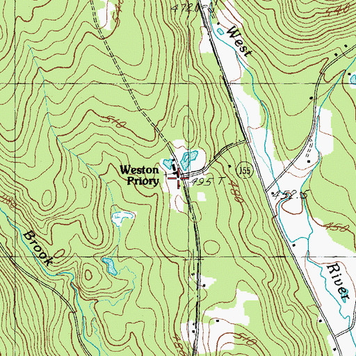 Topographic Map of Weston Priory, VT