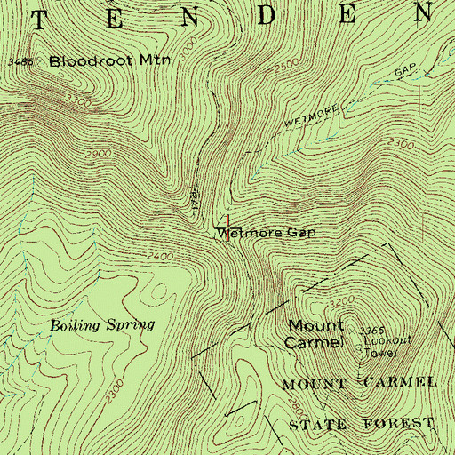 Topographic Map of Wetmore Gap, VT