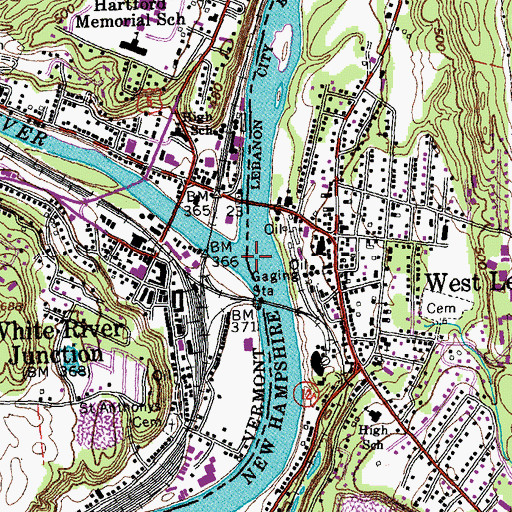 Topographic Map of White River, VT