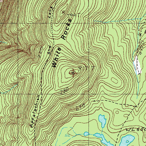 Topographic Map of White Rocks, VT