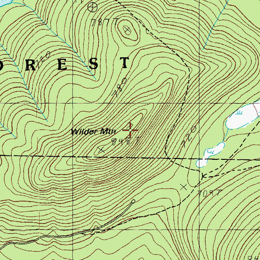 Topographic Map of Wilder Mountain, VT