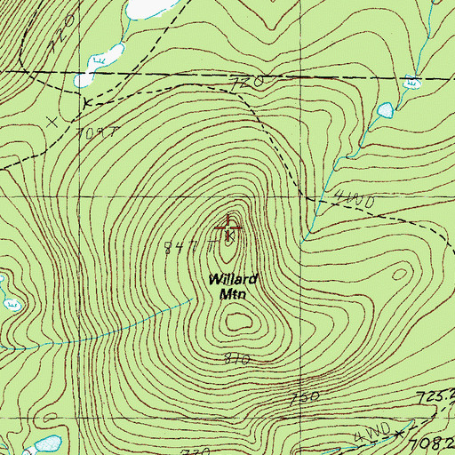Topographic Map of Willard Mountain, VT