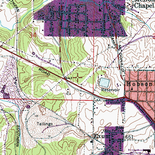 Topographic Map of Edgewater Shaft Mine, AL