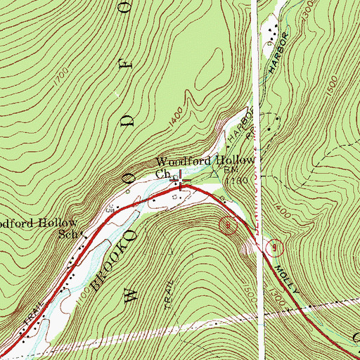 Topographic Map of Woodford Hollow Church, VT