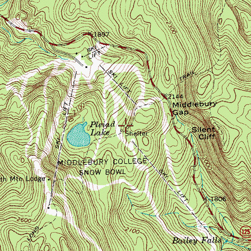 Topographic Map of Pleiad Shelter, VT