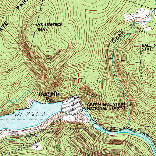 Topographic Map of Ball Mountain State Park, VT