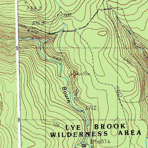 Topographic Map of Douglas Shelter, VT