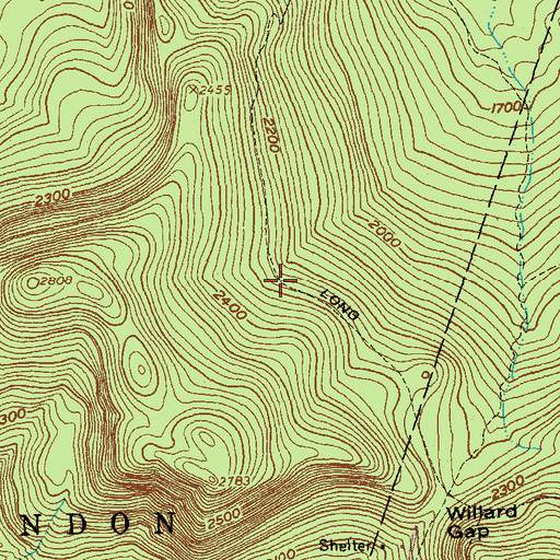 Topographic Map of Tucker Johnson Shelter, VT