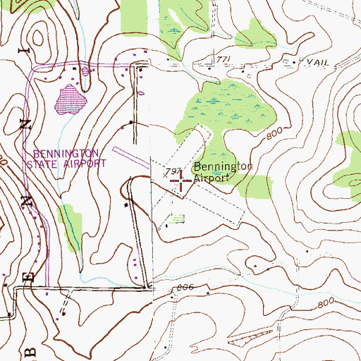 Topographic Map of Bennington Airport (historical), VT