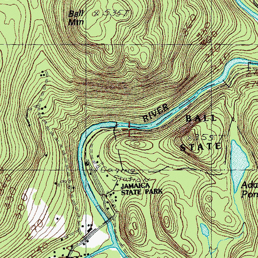 Topographic Map of Jamaica State Park, VT