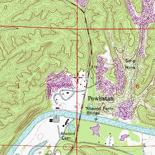 Topographic Map of Powhattan Mine, AL