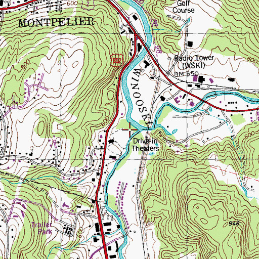 Topographic Map of Stevens Branch, VT