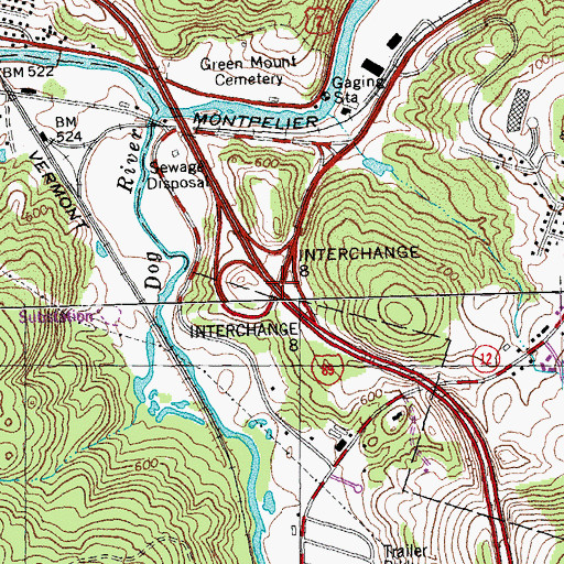 Topographic Map of Interchange 8, VT