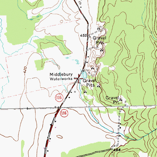 Topographic Map of Middlebury Waterworks, VT