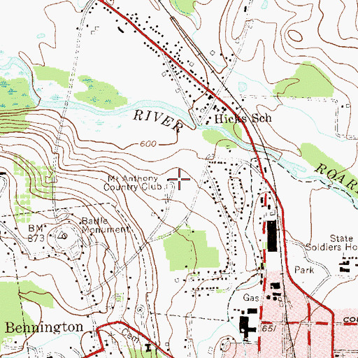 Topographic Map of Mount Anthony Country Club, VT