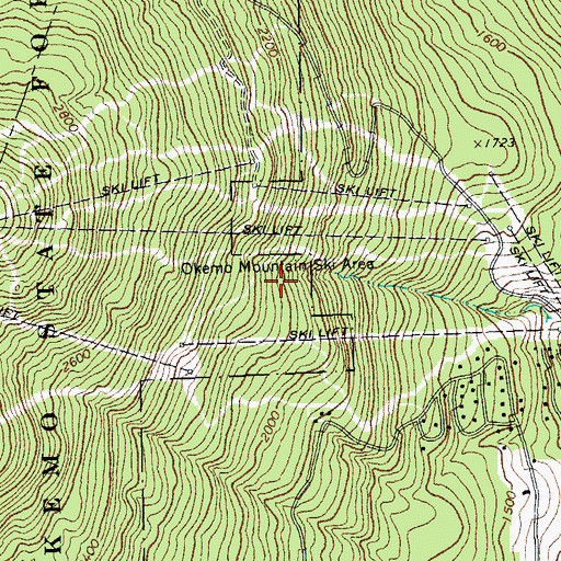 Topographic Map of Okemo Mountain Ski Area, VT