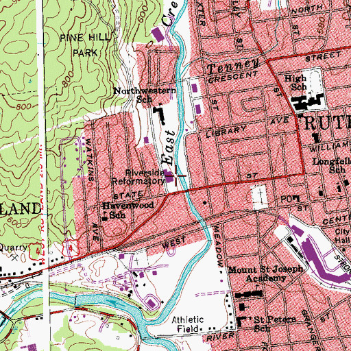 Topographic Map of Marble Valley Regional Correctional Facility - Rutland, VT