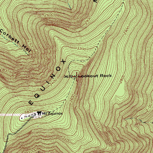 Topographic Map of Equinox Mountain, VT