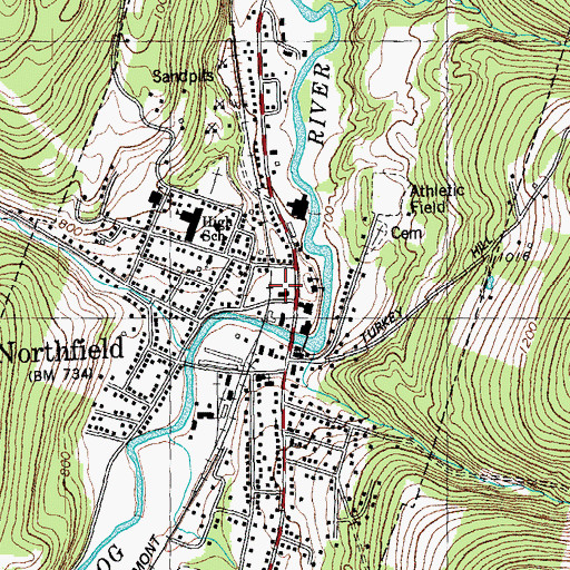 Topographic Map of Northfield, VT