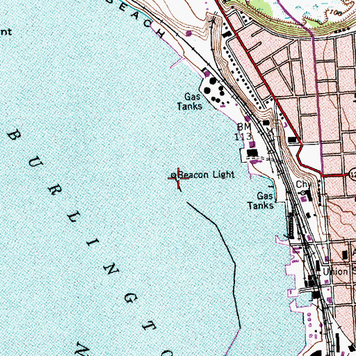 Topographic Map of North Breakwater Light, VT
