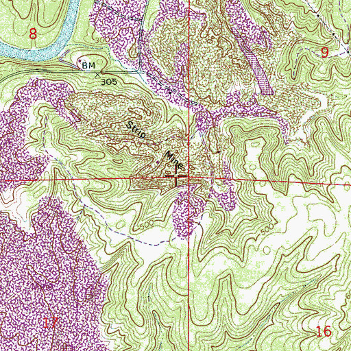 Topographic Map of Short Creek Mine, AL