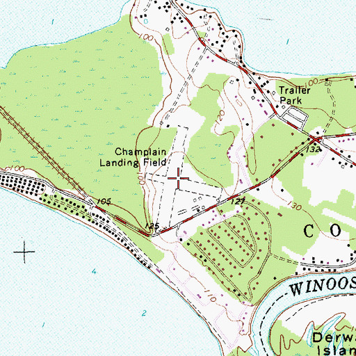 Topographic Map of Champlain Landing Field (historical), VT