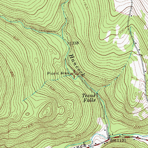 Topographic Map of Texas Falls Picnic Grounds, VT