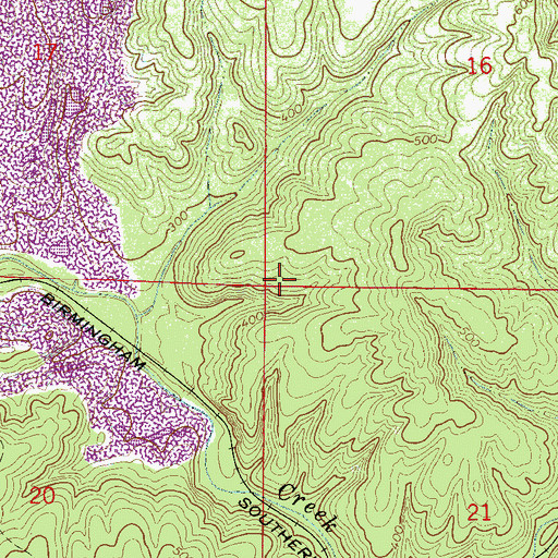 Topographic Map of Short Creek Number 1 Mine, AL