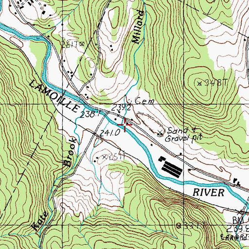 Topographic Map of Millard Brook, VT