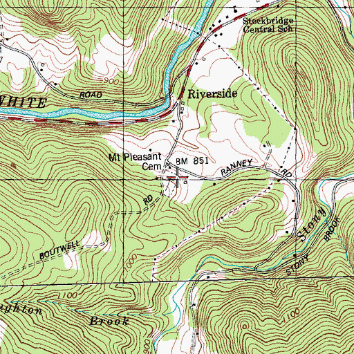 Topographic Map of Mount Pleasant Cemetery, VT