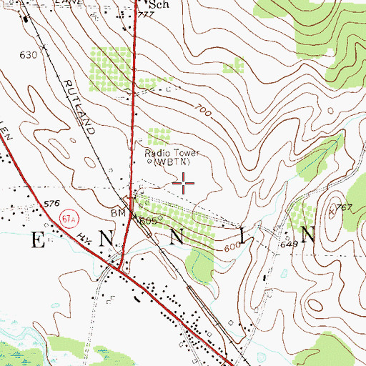 Topographic Map of WBTN-AM (Bennington), VT