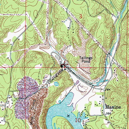 Topographic Map of Maxine Mine, AL