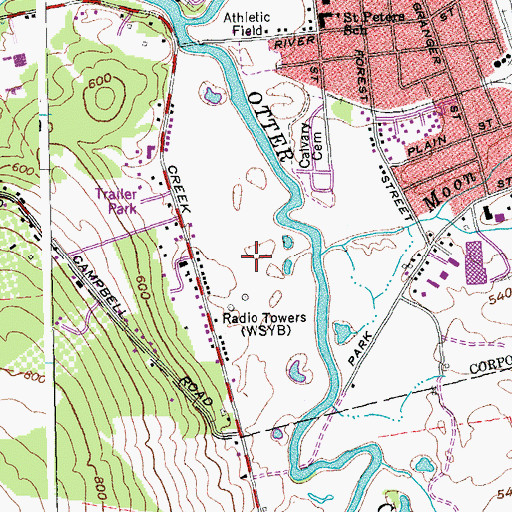 Topographic Map of WSYB-AM (Rutland), VT