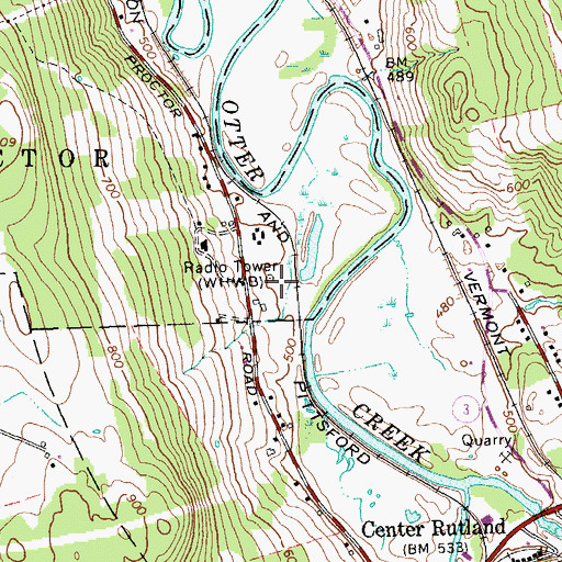Topographic Map of WHWB-AM (Rutland), VT