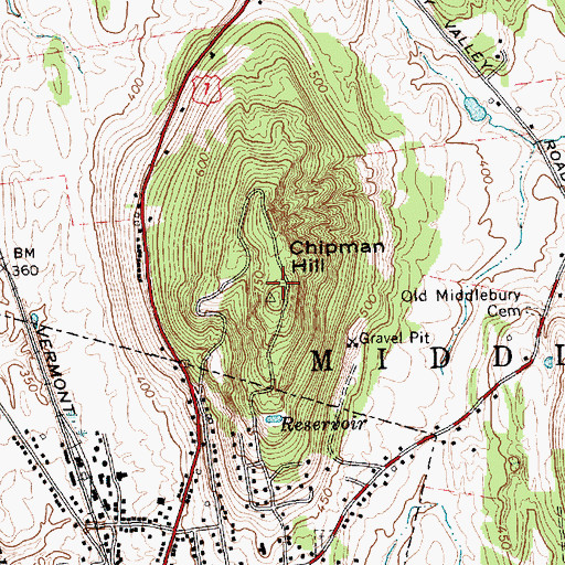 Topographic Map of WCVM-FM (Middlebury), VT