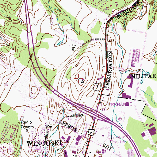 Topographic Map of WXXX-FM (South Burlington), VT
