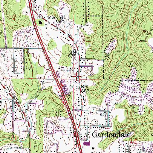 Topographic Map of Graves Mine, AL