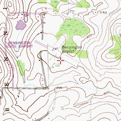 Topographic Map of William H Morse State Airport, VT