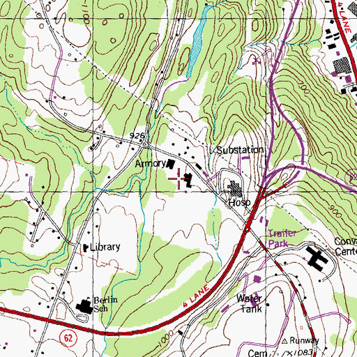 Topographic Map of Berlin Armory Heliport, VT