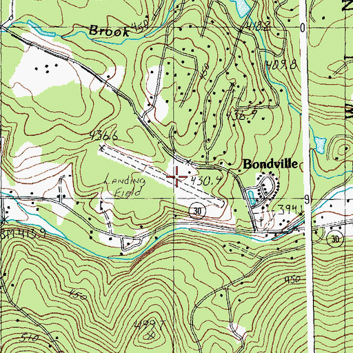 Topographic Map of Red Fox Airport (historical), VT