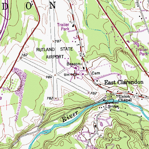 Topographic Map of Rutland - Southern Vermont Regional Airport, VT