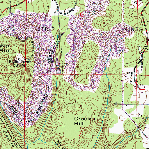 Topographic Map of Crocker Drift Mine, AL