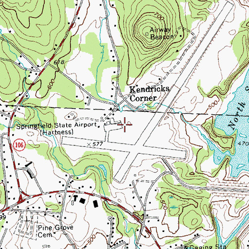Topographic Map of Hartness State Airport (Springfield), VT