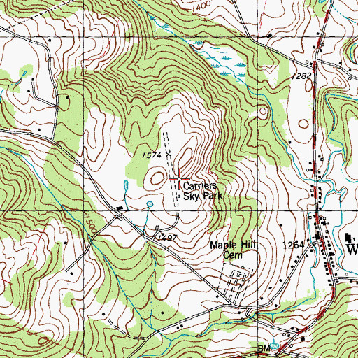 Topographic Map of Carriers Skypark, VT