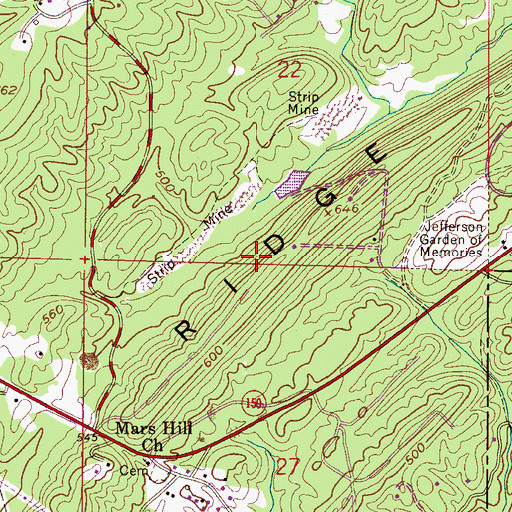 Topographic Map of Parkwood Mine, AL