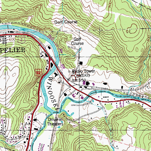 Topographic Map of WSKI-AM (Montpelier), VT
